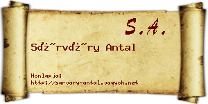 Sárváry Antal névjegykártya