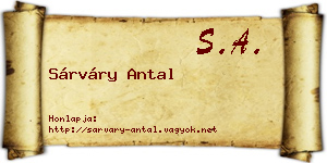 Sárváry Antal névjegykártya